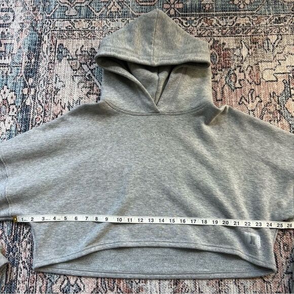 Savage X Fenty Essential Cropped Hoodie with Logo Pullover Platinum Grey Large - Picture 11 of 15